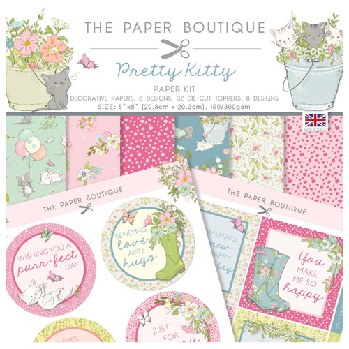 Pretty Kitty Paper Pad & Card Toppers Kit - 8" x 8" (68)