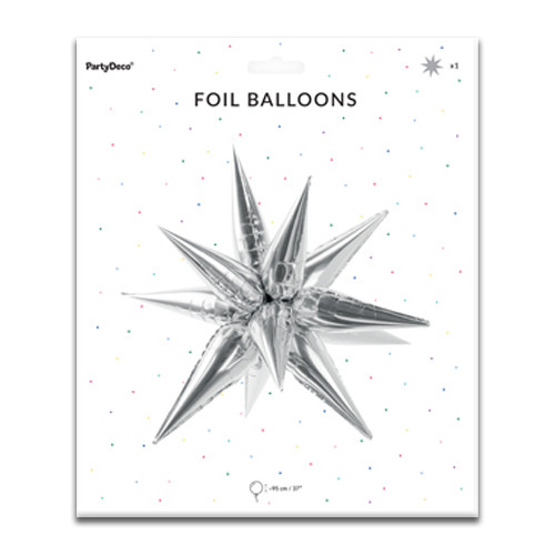 37" Silver Starburst Foil Balloon (1)