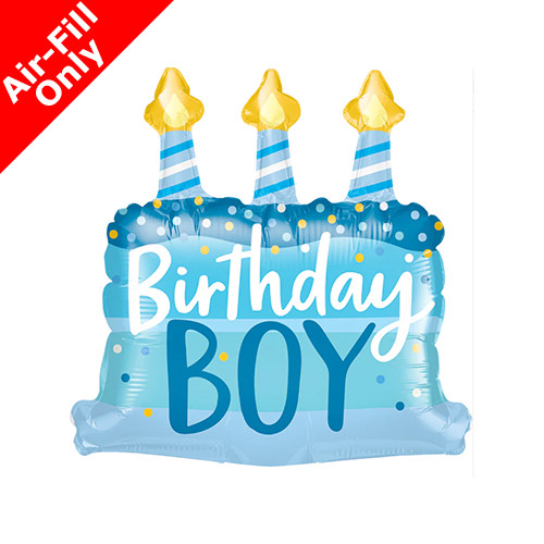 14 inch Birthday Boy Blue Cake Foil Balloon (1) - UNPACKAGED