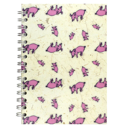 A5 Pig Patterned Ivory Portrait Spiral Bound Sketchbook (1)