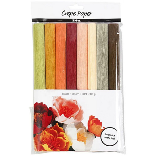 Muted Crepe Paper Rolls - 60cm x 25cm (8)