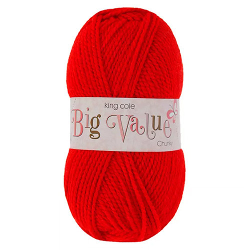 King Cole Big Value Chunky Red Acrylic Yarn - 100g (1)
