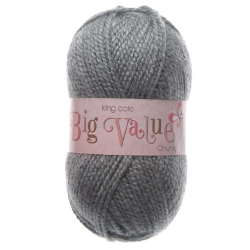 King Cole Big Value Chunky Grey Acrylic Yarn - 100g (1)