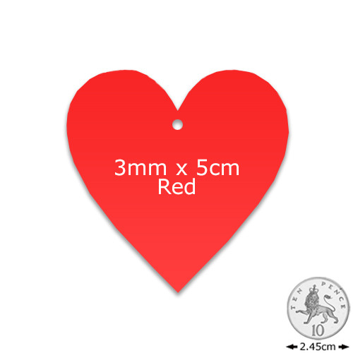 Red Acrylic Keyring Heart - 3mm x 5cm (1 hole) (1)