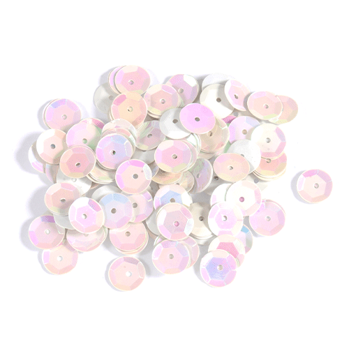 8mm White Iridescent Cup Sequins (140)