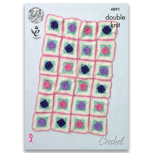 King Cole Floral Motif Blankets Crochet Pattern (1)