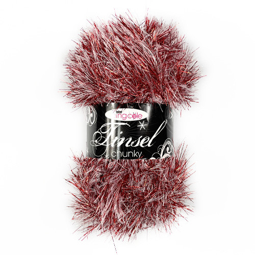 King Cole Red Snow Tinsel Chunky Yarn - 50g (1)