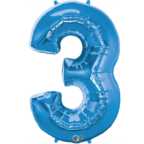 34 inch Sapphire Blue Number 3 Foil Balloon (1)