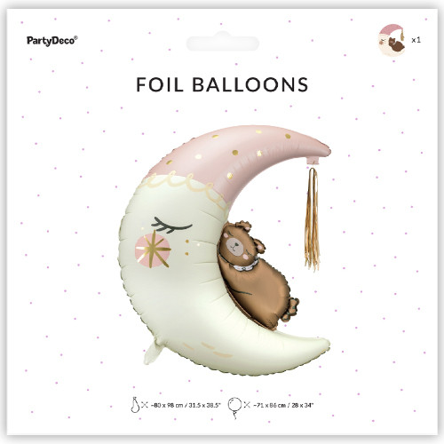 34 inch Pink Teddy Bear on the Moon Foil Balloon (1)