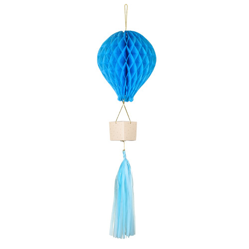 Blue Hot Air Balloon Paper Honeycomb Decoration - 90cm (1)