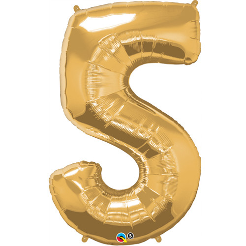 34 inch Gold Number 5 Foil Balloon (1)