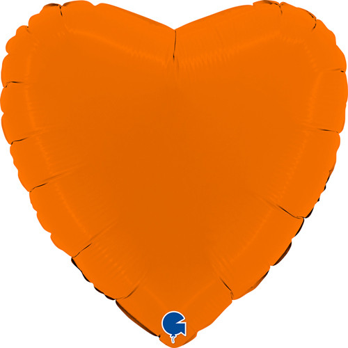 18" Matte Orange Heart Foil Balloon (1) - UNPACKAGED