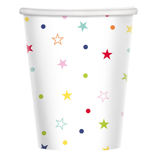 Multi-Coloured Star Print Paper Cups (8)