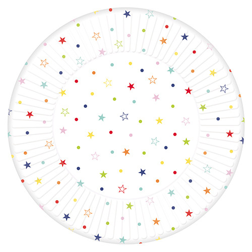 Multi-Coloured Star Print Paper Plates (8)