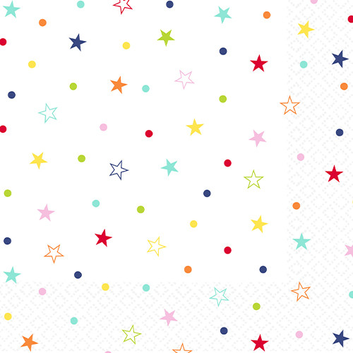 Multi-Coloured Star Print Paper Napkins (20)