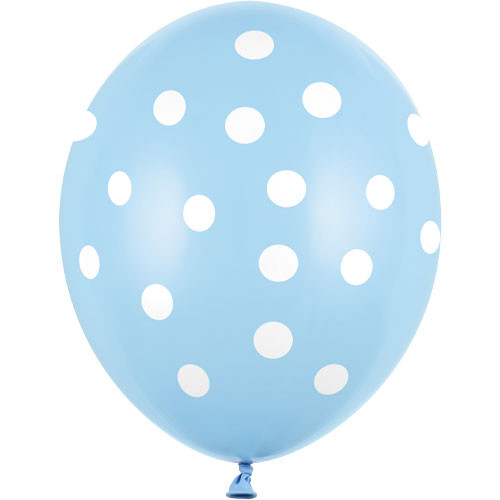 12 inch Pastel Baby Blue Dots Latex Balloons (6)
