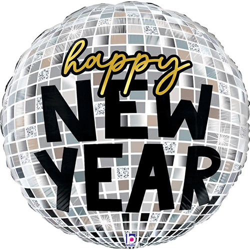 36 inch Happy New Year Disco Ball Foil Balloon (1)