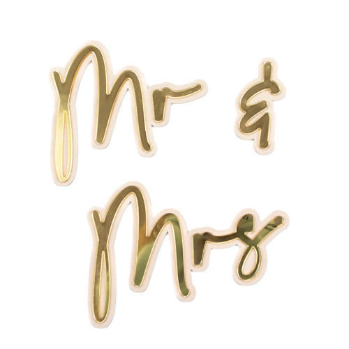 3D Mr & Mrs Natural & Mirror Gold Acrylic Shapes (3)