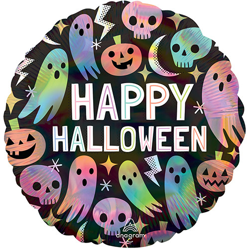 18 inch Halloween Iridescent Pastel Ghosts Foil Balloon (1)