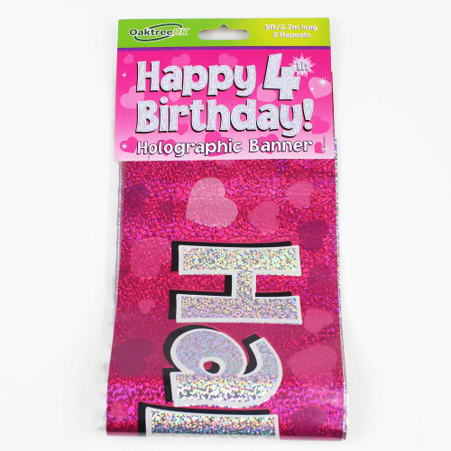 4th Birthday Pink Banner - 2.7m (1)