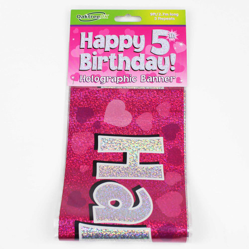 5th Birthday Pink Banner - 2.7m (1)