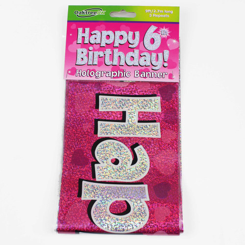 6th Birthday Pink Banner - 2.7m (1)