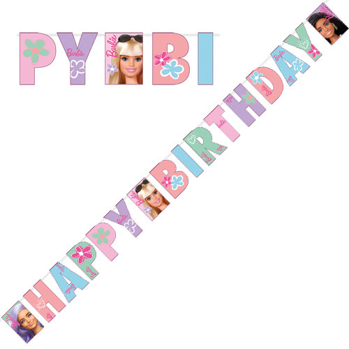 Barbie Sweet Life Birthday Letter Paper Banner - 1.8m (1)