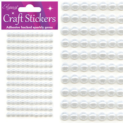 White Pearls Craft Stickers - 6mm (140)