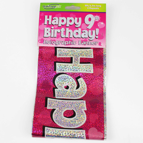 9th Birthday Pink Banner - 2.7m (1)