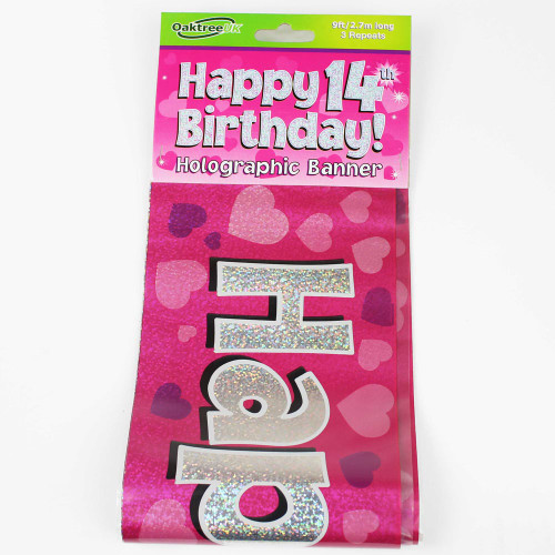 14th Birthday Pink Banner - 2.7m (1)