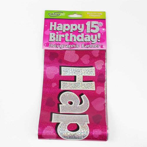 15th Birthday Pink Banner - 2.7m (1)