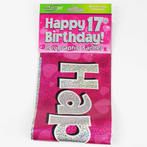 17th Birthday Pink Banner - 2.7m (1)