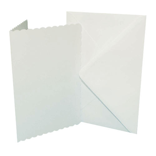 White Scalloped Cards & Envelopes - 5" x 7" (50)