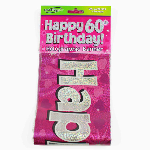 60th Birthday Pink Banner - 2.7m (1)