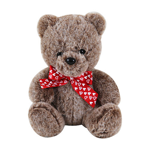 8 inch Brown Heart Bow Bear (1)