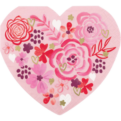 Heart Shaped Floral Paper Napkins (16)
