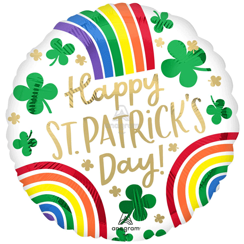 18 inch Happy St. Patrick's Day Rainbow Foil Balloon (1)