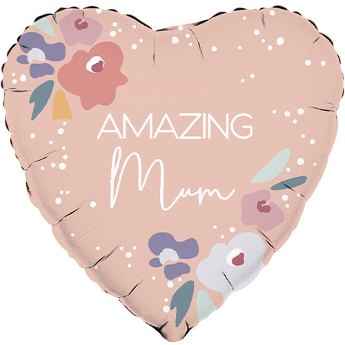 31 inch Amazing Mum Floral Satin Heart Foil Balloon (1)