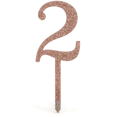 Sparkling Fizz Number 2 Rose Gold Acrylic Cake Topper (1)