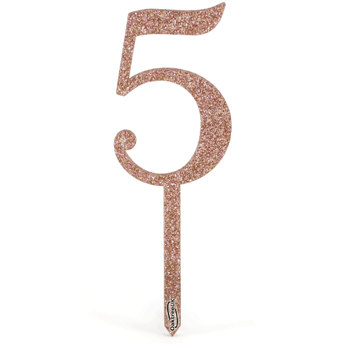 Sparkling Fizz Number 5 Rose Gold Acrylic Cake Topper (1)