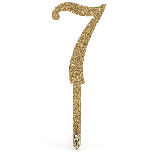 Sparkling Fizz Number 7 Gold Acrylic Cake Topper (1)