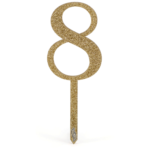 Sparkling Fizz Number 8 Gold Acrylic Cake Topper (1)