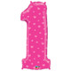 34 inch Number One Pink Hearts Foil Balloon (1)