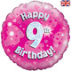 18 inch Happy 9th Birthday Pink Foil Balloon (1)