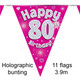 80th Birthday Pink Bunting - 3.9m (1)