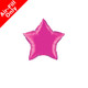 4" Qualatex Magenta Star Foil Balloon (1) - UNPACKAGED