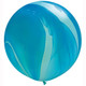 30" Blue Rainbow Superagate Latex Balloons (2)