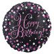 18 inch Black & Pink Sparkling Happy Birthday Foil Balloon (1)