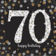 Black & Gold Sparkling 70th Birthday Paper Napkins (16)
