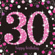 Black & Pink Sparkling 30th Birthday Paper Napkins (16)